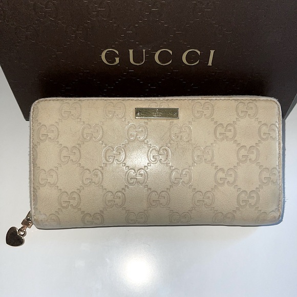 Gucci Long Wallet Leather Guccissima GG Shima Monogram Zip Around Zippy Biege - Picture 17 of 17